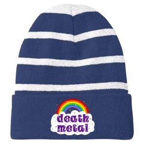 Death Metal Music Heavy Unicorn Rainbow Funny Striped Beanie with Solid Band