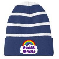 Death Metal Music Heavy Unicorn Rainbow Funny Striped Beanie with Solid Band