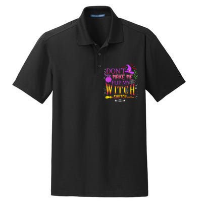 DonT Make Me Flip My Witch Switch Halloween Dry Zone Grid Polo