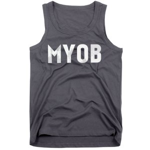 Distressed MYOB MIND YOUR OWN BUSINESS Tank Top