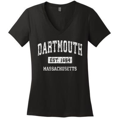 Dartmouth Massachusetts Ma Vintage Sports Women's V-Neck T-Shirt