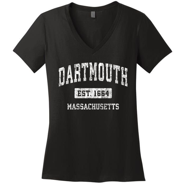 Dartmouth Massachusetts Ma Vintage Sports Women's V-Neck T-Shirt