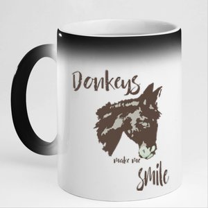 Donkeys Make Me Smile Cute Donkey 11oz Black Color Changing Mug