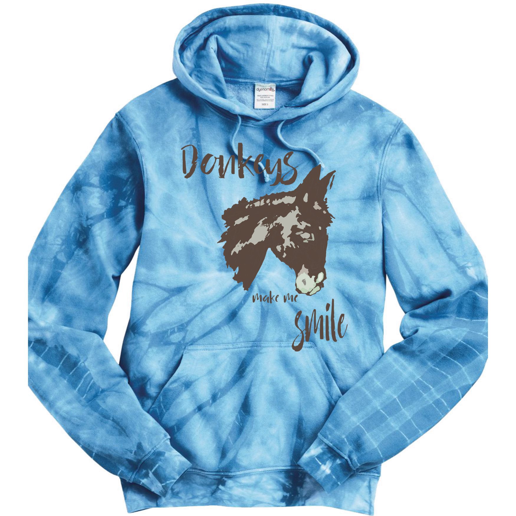 Donkeys Make Me Smile Cute Donkey Tie Dye Hoodie