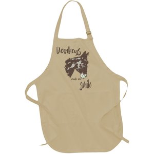 Donkeys Make Me Smile Cute Donkey Full-Length Apron With Pockets