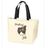Donkeys Make Me Smile Cute Donkey Zip Tote Bag