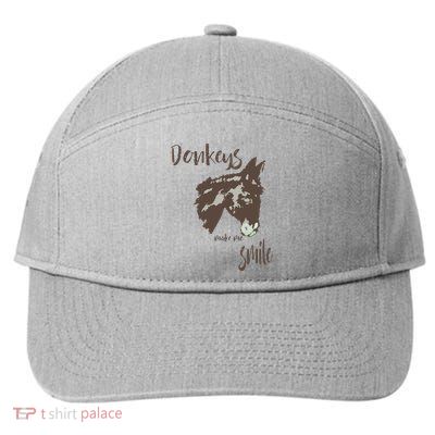 Donkeys Make Me Smile Cute Donkey 7-Panel Snapback Hat