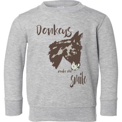 Donkeys Make Me Smile Cute Donkey Toddler Sweatshirt