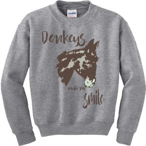 Donkeys Make Me Smile Cute Donkey Kids Sweatshirt