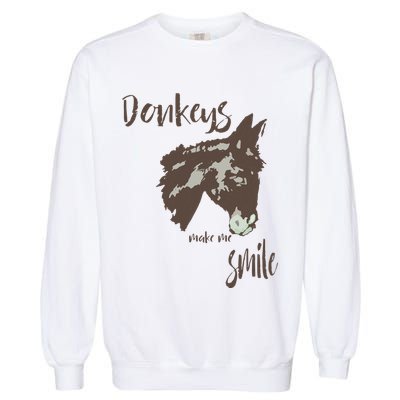 Donkeys Make Me Smile Cute Donkey Garment-Dyed Sweatshirt