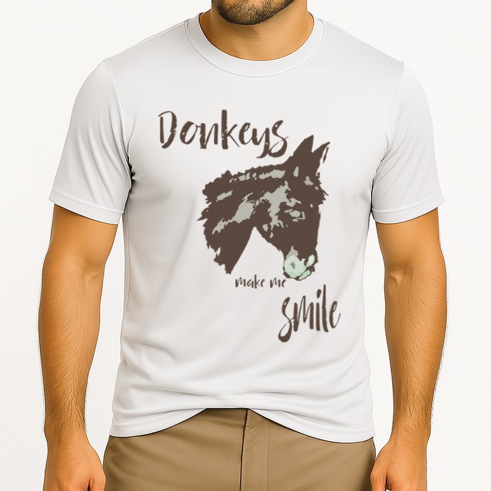 Donkeys Make Me Smile Cute Donkey Cooling Performance Crew T-Shirt
