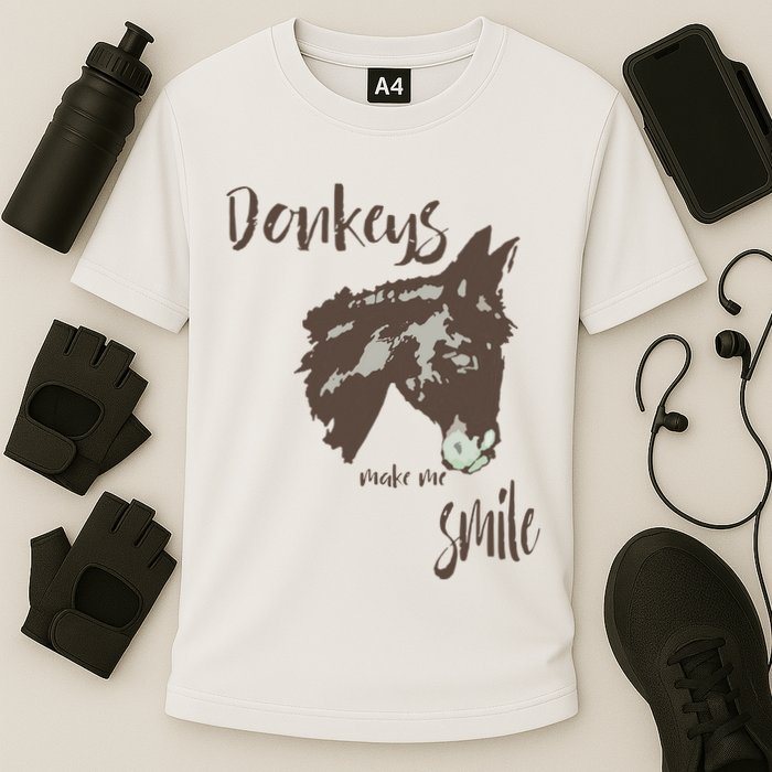 Donkeys Make Me Smile Cute Donkey Cooling Performance Crew T-Shirt
