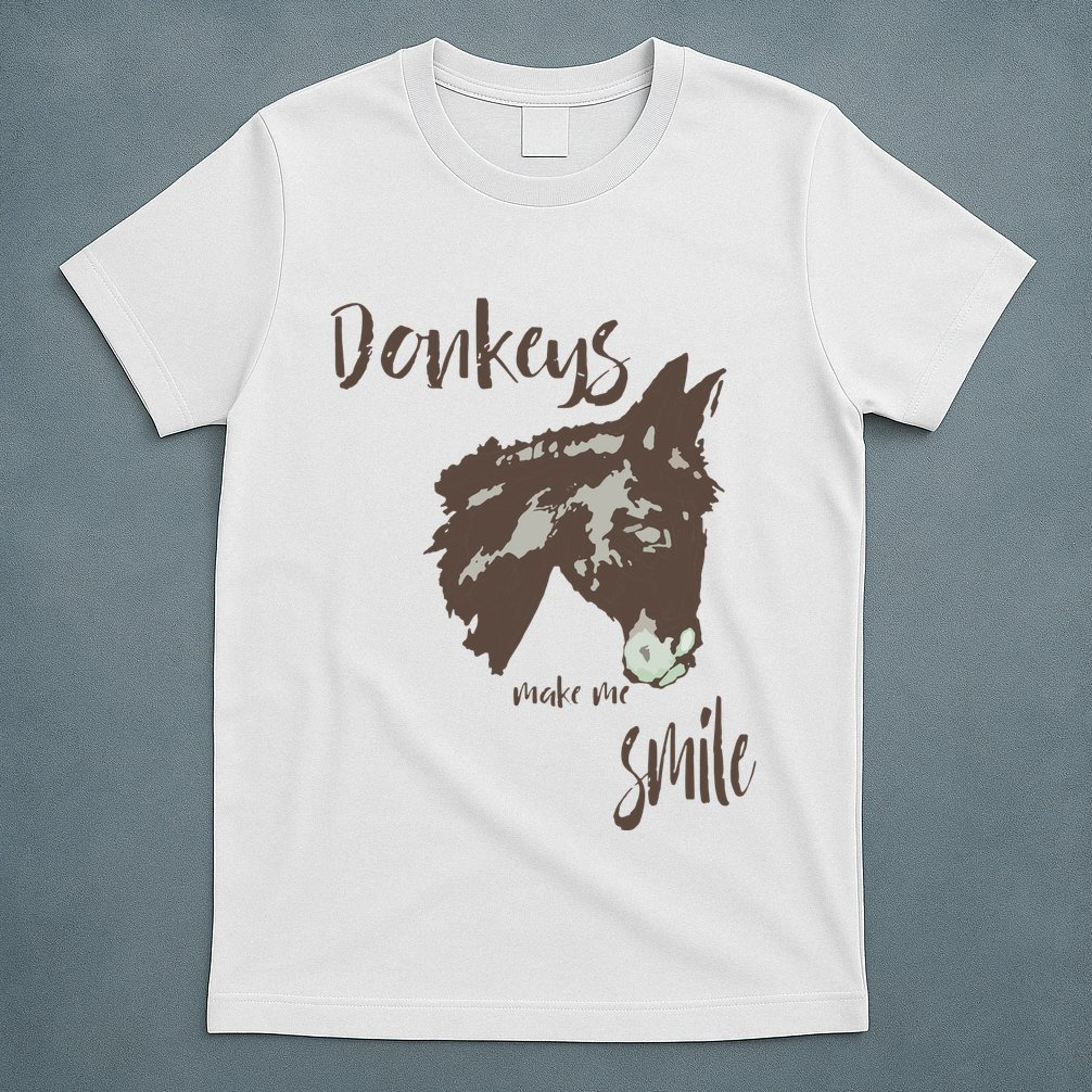 Donkeys Make Me Smile Cute Donkey T-Shirt