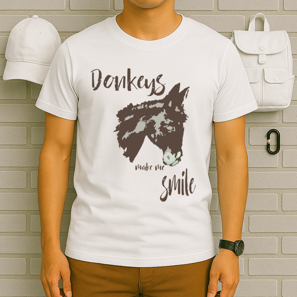 Donkeys Make Me Smile Cute Donkey T-Shirt