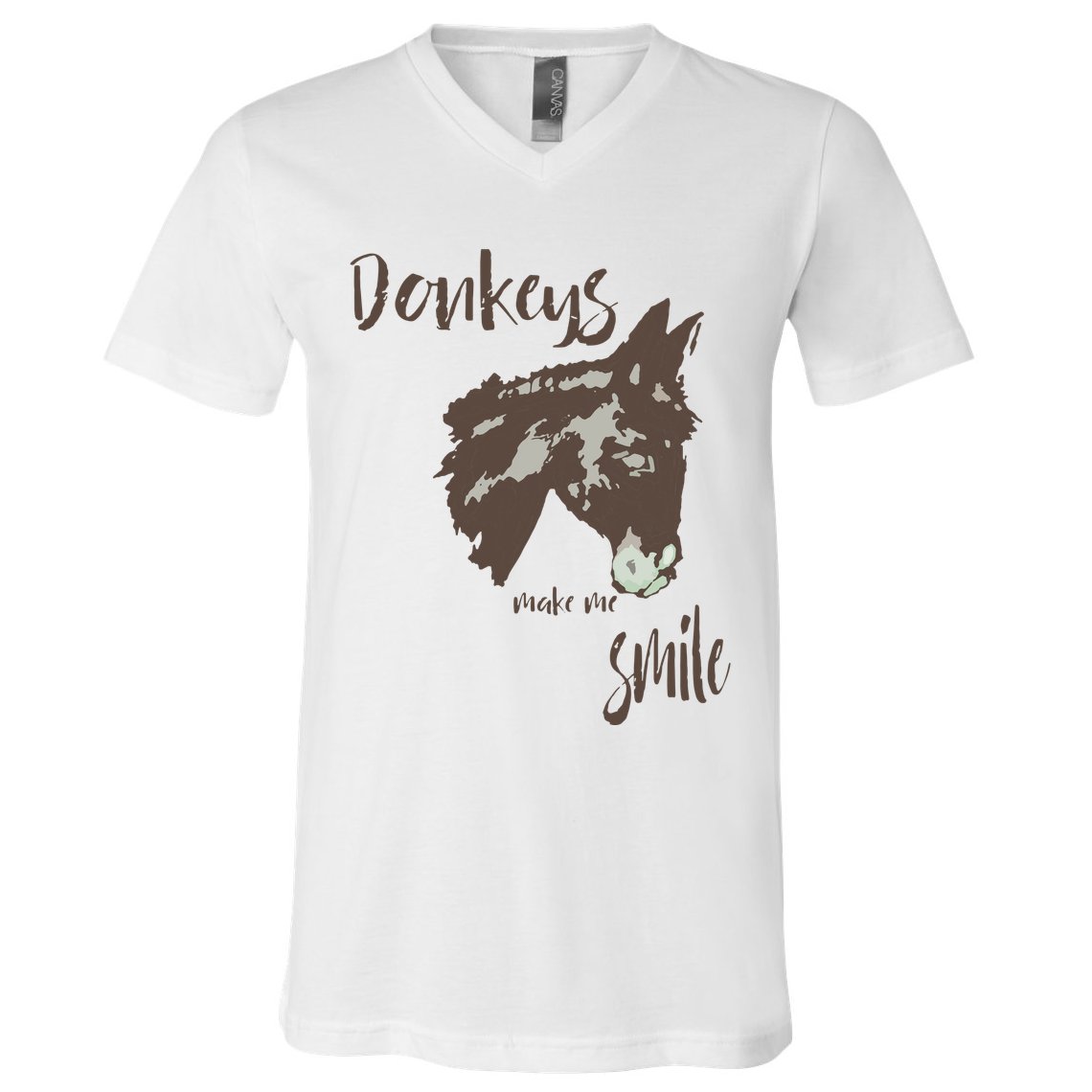 Donkeys Make Me Smile Cute Donkey V-Neck T-Shirt