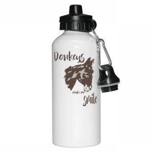 Donkeys Make Me Smile Cute Donkey Aluminum Water Bottle