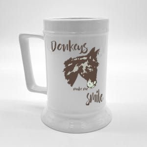 Donkeys Make Me Smile Cute Donkey Beer Stein