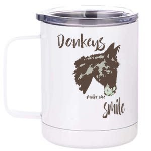 Donkeys Make Me Smile Cute Donkey 12 oz Stainless Steel Tumbler Cup