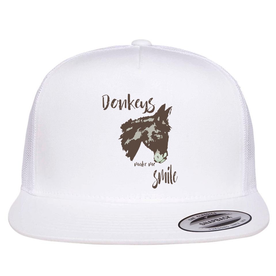 Donkeys Make Me Smile Cute Donkey Flat Bill Trucker Hat