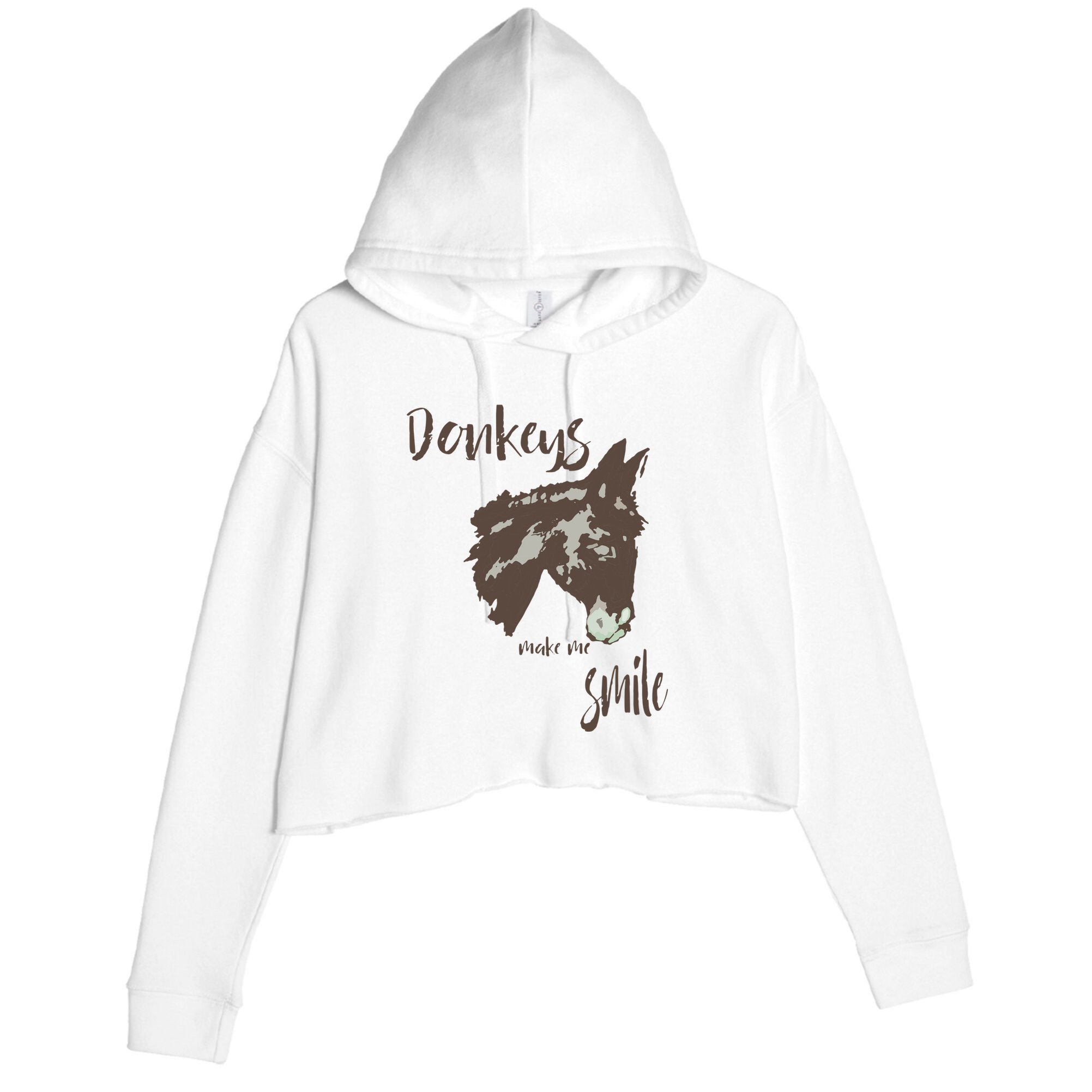 Donkeys Make Me Smile Cute Donkey Crop Fleece Hoodie