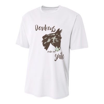 Donkeys Make Me Smile Cute Donkey Youth Performance Sprint T-Shirt
