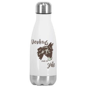 Donkeys Make Me Smile Cute Donkey Stainless Steel Insulated Water Bottle