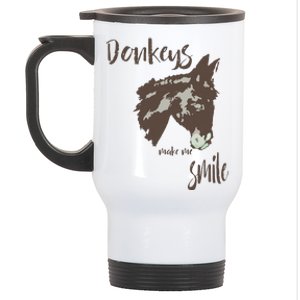 Donkeys Make Me Smile Cute Donkey Stainless Steel Travel Mug