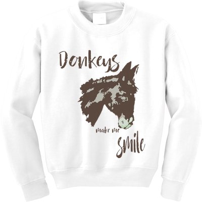Donkeys Make Me Smile Cute Donkey Kids Sweatshirt