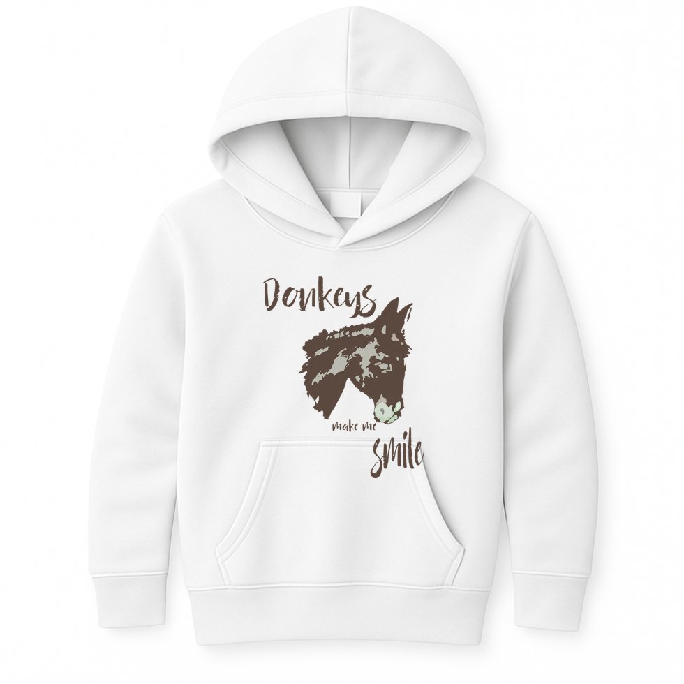 Donkeys Make Me Smile Cute Donkey Kids Hoodie
