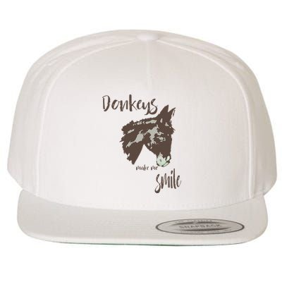 Donkeys Make Me Smile Cute Donkey Wool Snapback Cap