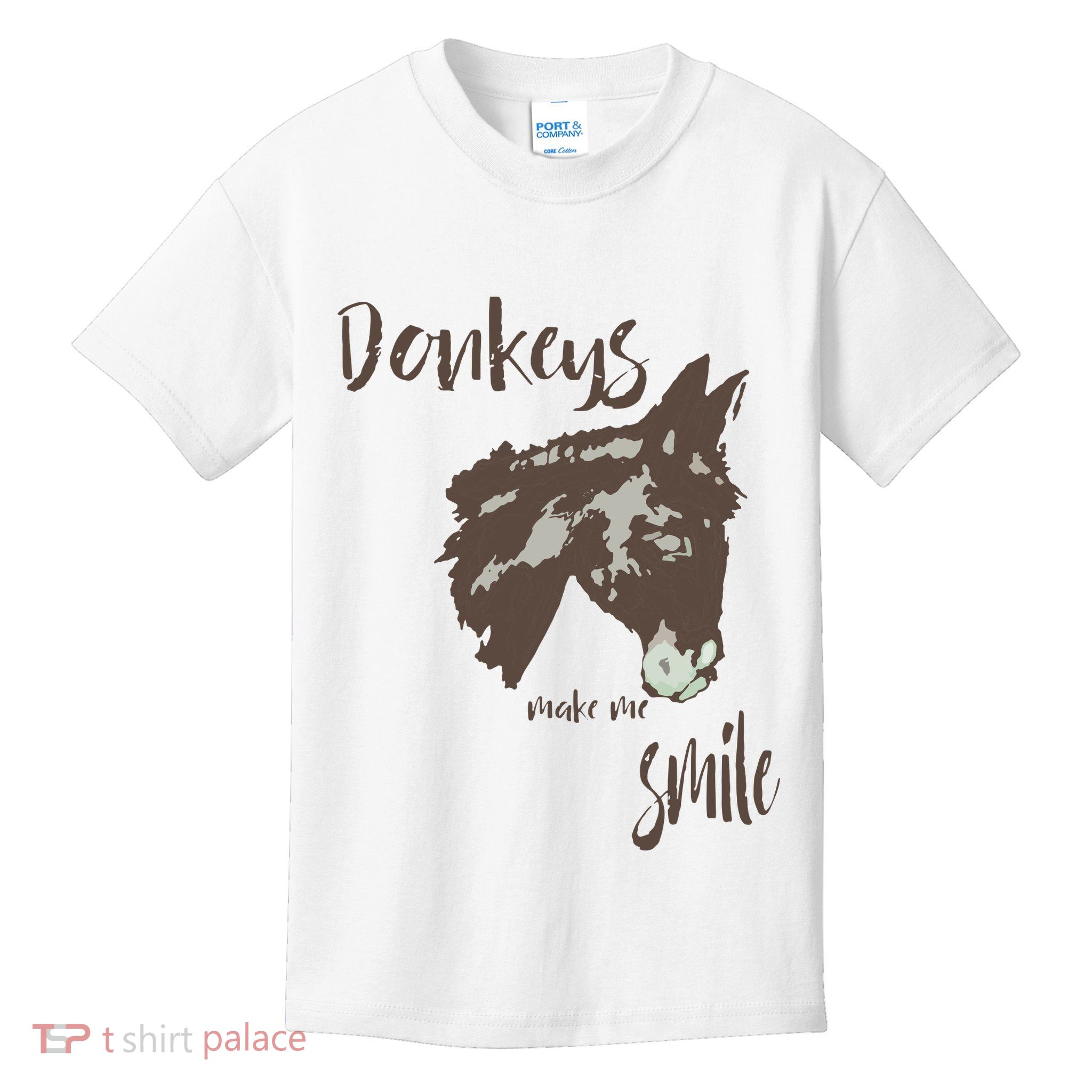 Donkeys Make Me Smile Cute Donkey Kids T-Shirt