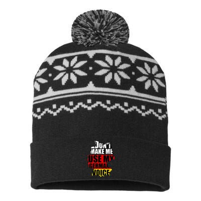 Dont Make Me Use My German Voice Germany Flag Heritage USA-Made Snowflake Beanie