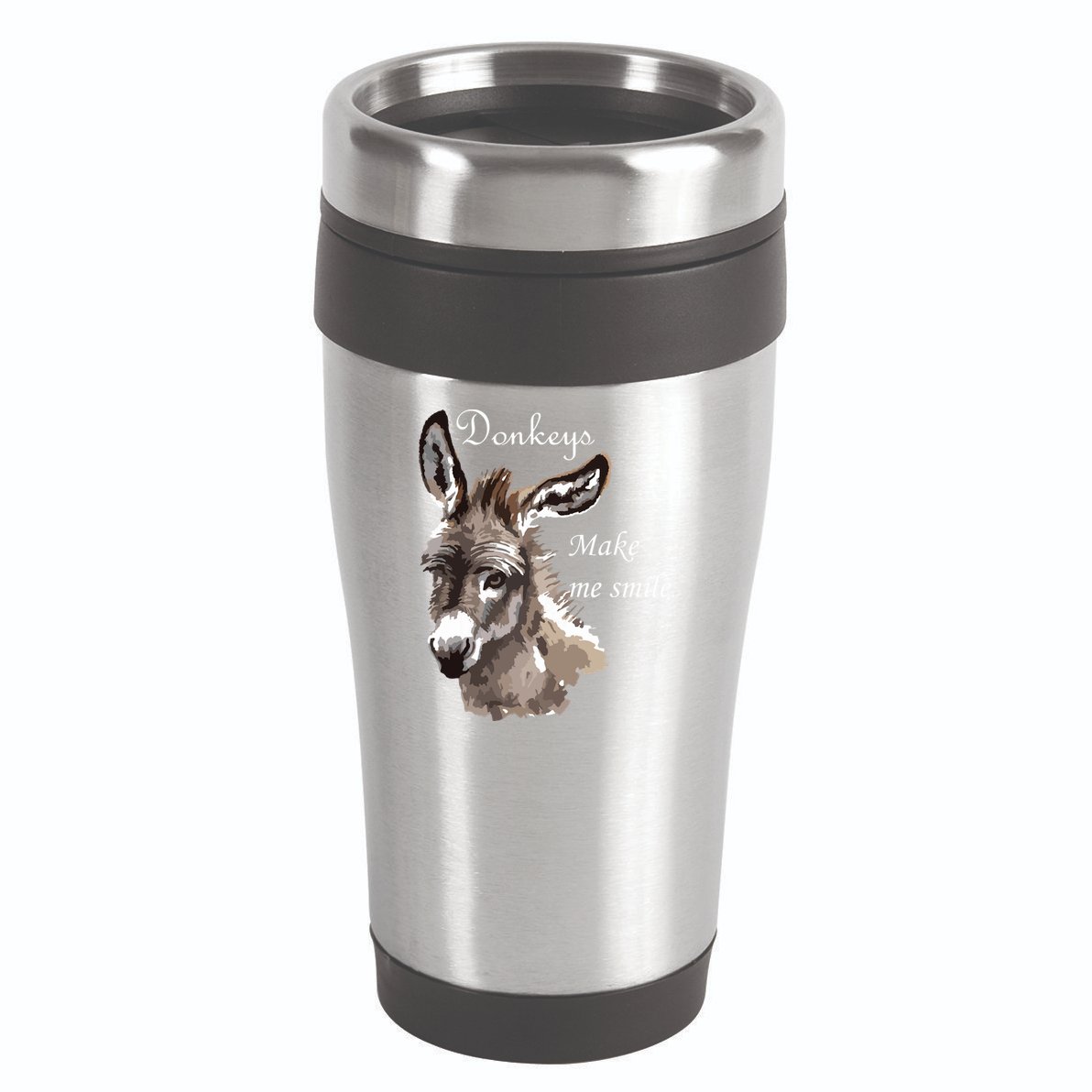 Donkeys Make Me Smile Cute Miniature Donkey Mini Donkey Gift 16oz Travel Tumbler