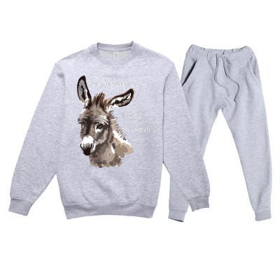 Donkeys Make Me Smile Cute Miniature Donkey Mini Donkey Gift Premium Crewneck Sweatsuit Set