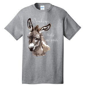 Donkeys Make Me Smile Cute Miniature Donkey Mini Donkey Gift Tall T-Shirt