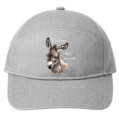 Donkeys Make Me Smile Cute Miniature Donkey Mini Donkey Gift 7-Panel Snapback Hat