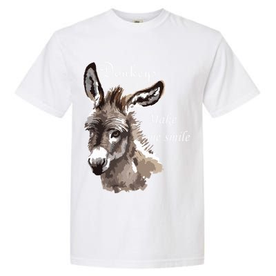Donkeys Make Me Smile Cute Miniature Donkey Mini Donkey Gift Garment-Dyed Heavyweight T-Shirt