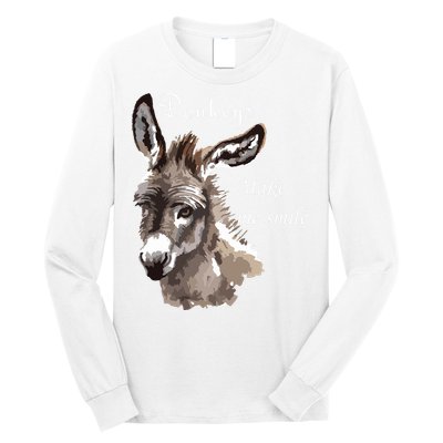 Donkeys Make Me Smile Cute Miniature Donkey Mini Donkey Gift Long Sleeve Shirt
