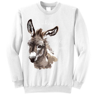 Donkeys Make Me Smile Cute Miniature Donkey Mini Donkey Gift Sweatshirt