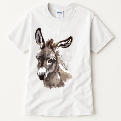 Donkeys Make Me Smile Cute Miniature Donkey Mini Donkey Gift Tall T-Shirt