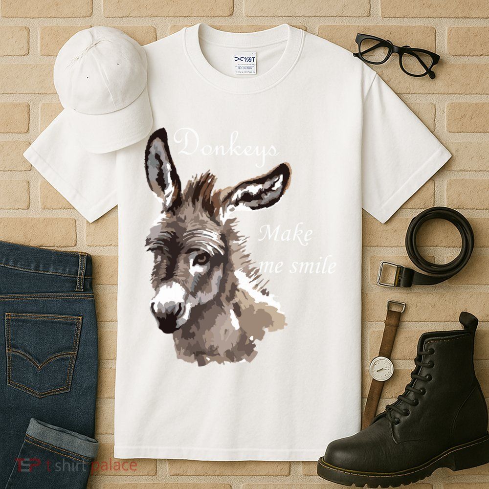 Donkeys Make Me Smile Cute Miniature Donkey Mini Donkey Gift Tall T-Shirt