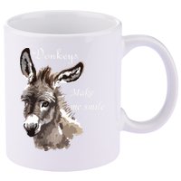 Donkeys Make Me Smile Cute Miniature Donkey Mini Donkey Gift 11oz C Handle Ceramic Mug