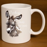 Donkeys Make Me Smile Cute Miniature Donkey Mini Donkey Gift 11oz C Handle Ceramic Mug