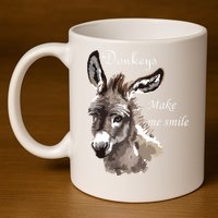 Donkeys Make Me Smile Cute Miniature Donkey Mini Donkey Gift 11oz C Handle Ceramic Mug