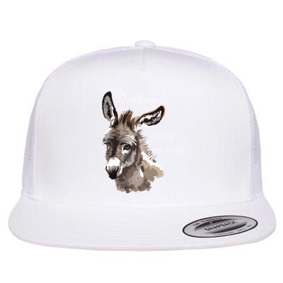 Donkeys Make Me Smile Cute Miniature Donkey Mini Donkey Gift Flatbill Hat