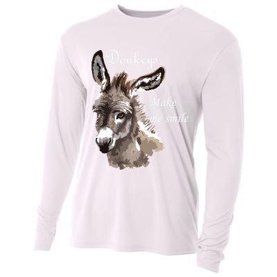 Donkeys Make Me Smile Cute Miniature Donkey Mini Donkey Gift Cooling Performance Long Sleeve Crew
