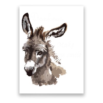 Donkeys Make Me Smile Cute Miniature Donkey Mini Donkey Gift Poster