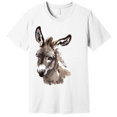 Donkeys Make Me Smile Cute Miniature Donkey Mini Donkey Gift Premium T-Shirt