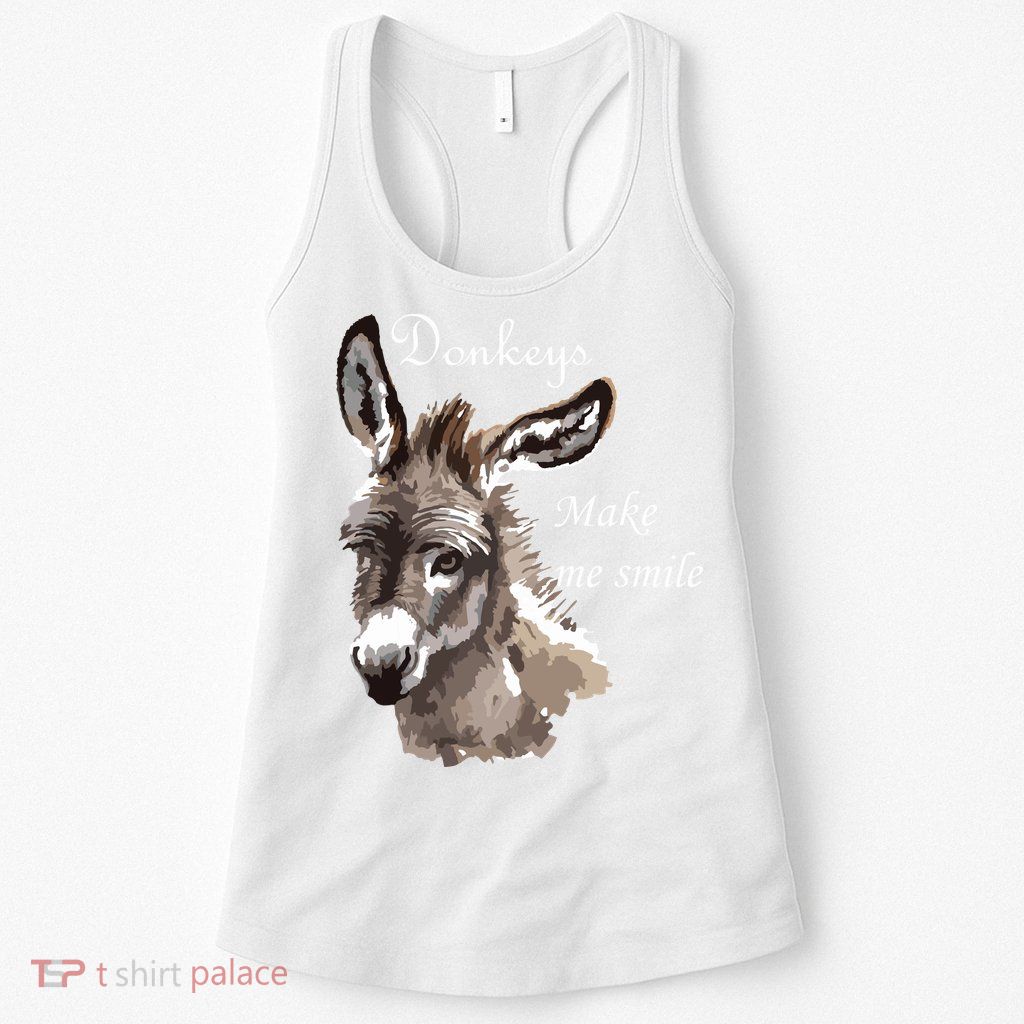 Donkeys Make Me Smile Cute Miniature Donkey Mini Donkey Gift Womens Tank Top