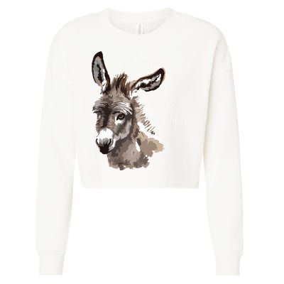 Donkeys Make Me Smile Cute Miniature Donkey Mini Donkey Gift Cropped Pullover Crew